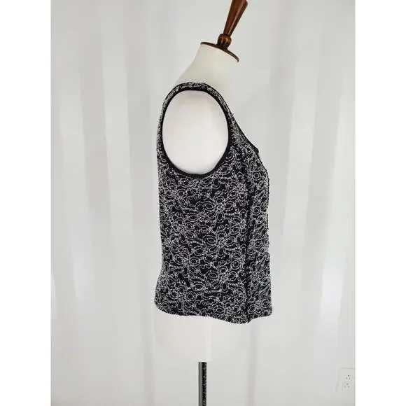STUDIO 1940 Women's Black & White Sleeveless Top Sz L - Picture 2 of 8